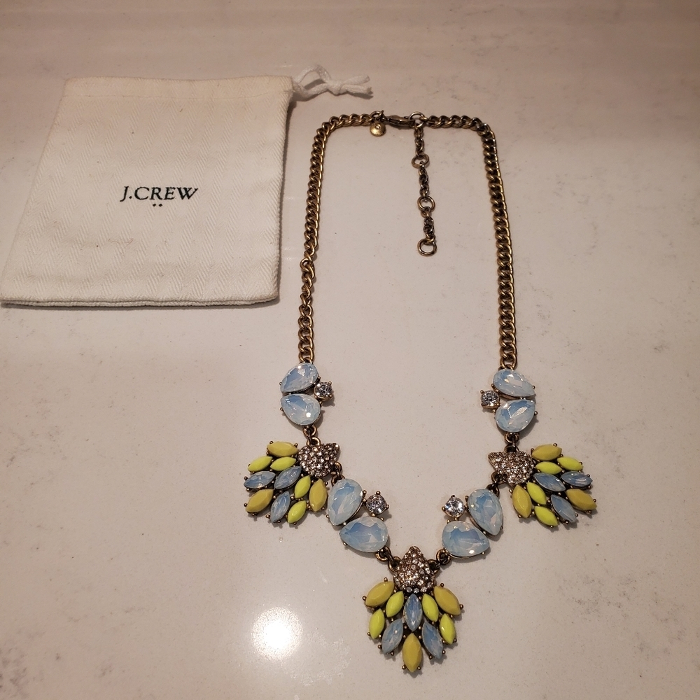 J Crew Neon Chunky Cluster Bib Necklace Preppy NYE